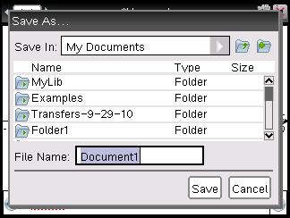 1. Trykk på ~ for å åpne menyen Dokumenter, og velg Fil > Lagre. Merk: Du kan også trykke på ~ 1 4 eller / S for å lagre et dokument. Dialogboksen Lagre som åpnes.