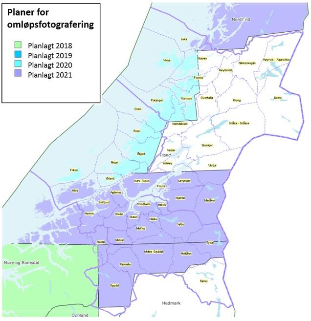 Figur 6: Oversikt over planer for omløpsfotografering for perioden 2019