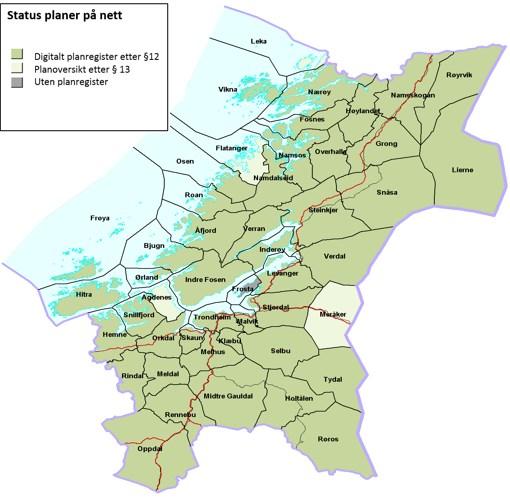 Status i Trøndelag Figur 10: Status planregister 15.