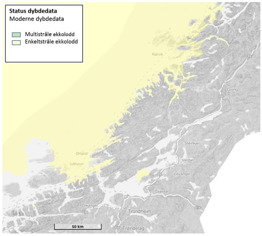 datagrunnlag for skogtakst Ansvar (hvem) Fylkesmannen og Kartverket Tidsfrist (når) Løpende Figur 12: Figur til venstre viser dekning for dybdedata etablert fra