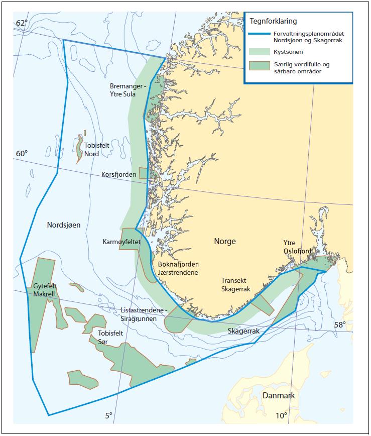 Figur 6-1. Særlig verdifulle områder i Nordsjøen.
