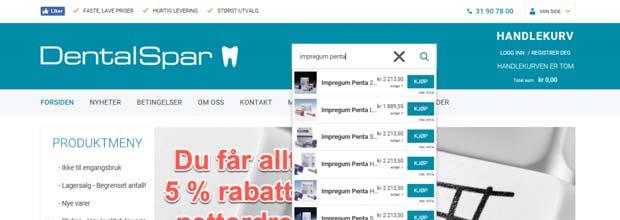 Søk i vareregister - Legge varer i handlekurven Søk via produktmenyen eller direkte i søkefeltet (anbefales) Når du søker får du opp de mest