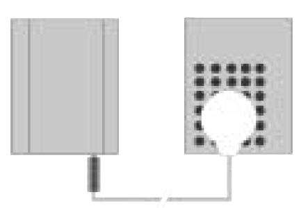 3a. Installasjon av galvanisk telefonledning Plugg inn den gjennomsiktige kontakten i den ene enden av kabelen i kontakten på undersiden av kombisender RF.