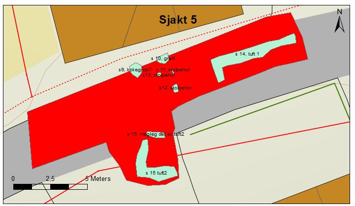 Tuft 2 (s5)denne tuften vart funne i den sørvestlege delen av sjakt 5, og ligg under ein privat parkeringsplass.