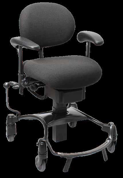 VELA Tango 100E VELA Tango 100E er en arbeidsstol med elektrisk seteløft, seterotasjon og ergonomisk sitteenhet.