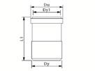 3074705 2212644 135 80 4/256 stk 160 3074706 2212646 160 51 7/168 stk Asto Overgang til PP rør 58/50mm Dim Wavin nr Nrf nr Dy Dy1 Du L1 Emb.