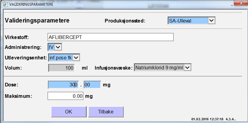 Klikk på ok og arbeidsbeskrivelse for produksjon vises.