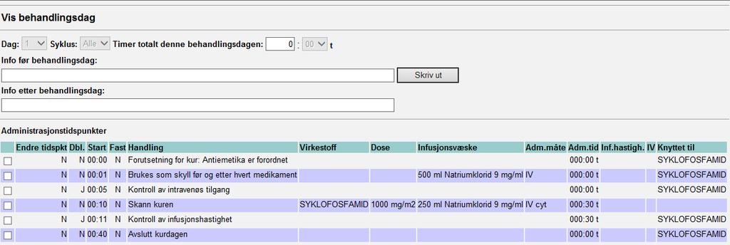 9 / 17 Ved å klikke på raden for den aktuelle administrasjonsdagen vises sykepleierens administrasjonsskjema.