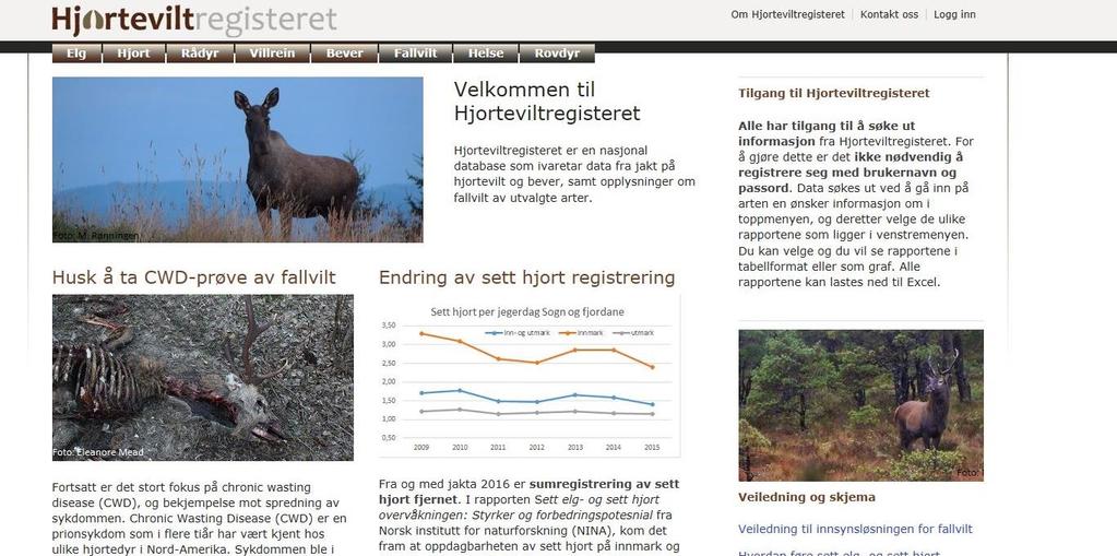 www.hjorteviltregisteret.no er åpent for alle.