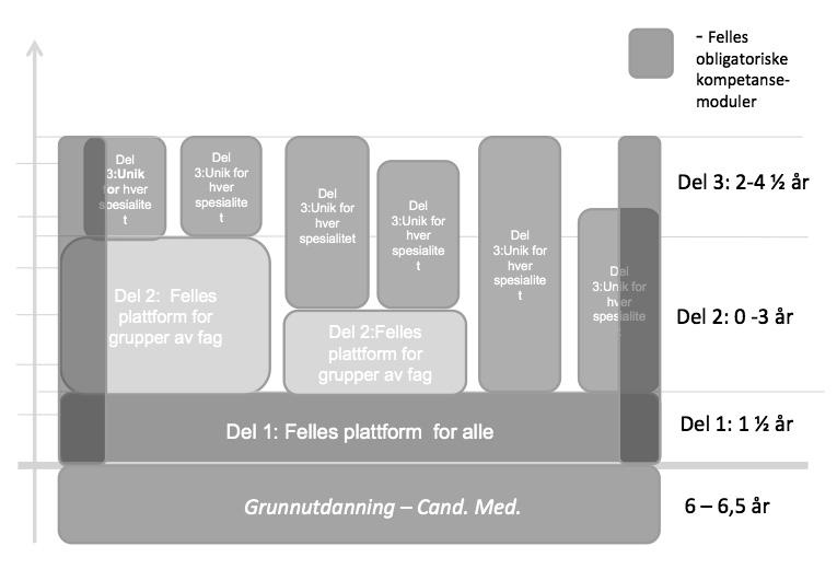 Figur 2: Ny spesialiststruktur. Ny spesialistutdanning fra 2019 Spesialistutdanningen for leger er under omlegging og ny struktur og nytt system innføres fra 2019.