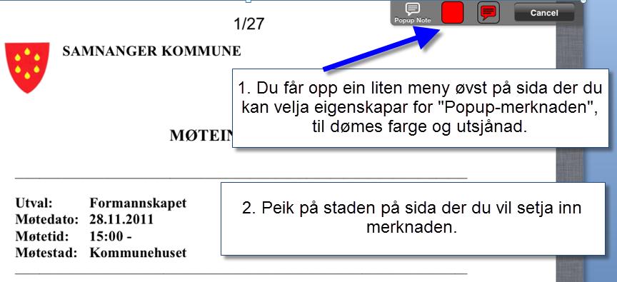 Du kan også leggja inn merknader,