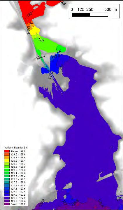 60 m 3 /s 100 m 3 /s 134 m 3 /s Figur 5-4 Beregnede flomutbredelser for 60, 100, 134 m 3 /s, Mjøsa H200=126.66 m.