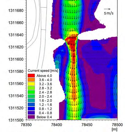 Dette gjelder spesielt jernbanebrua som er veldig smal. Batymetrien er basert på ekkolodd-data fra Geoplan 3D, innsamlet høsten 2017, kombinert med laserscan.