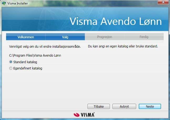 Programmet installeres til en standard katalog.