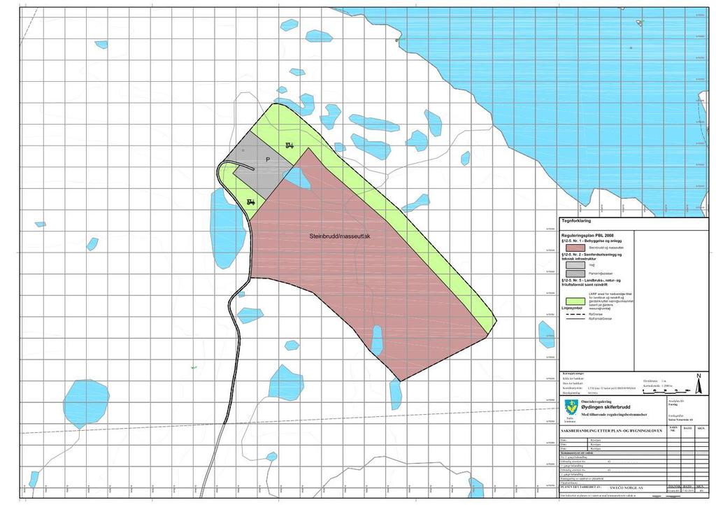 For området gjelder reguleringsplan Øydingen skiferbrudd, vedtatt 2015.