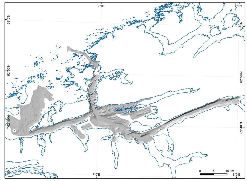 Figur 2. Skyggerelieffkart over studieområdet med alle data satt sammen til en rasterfil.