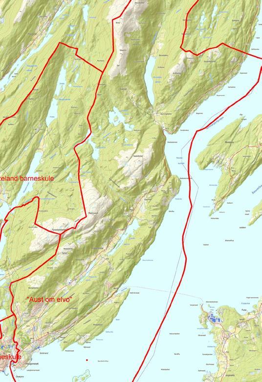 Ny skule Aust om elvo Opptaksområdet tek opp i seg Hegglandsdalen skule.