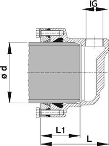 ød DN L (mm) L1 (mm) H (mm) Vekt (kg) 2104593 63 50 236 83 100 8,00 2104594 75 65 250 85 110 9,00 2104595 90 80 268 85 140 11,00 2104596 110 50 240 85 150 10,00 2104597 110 80 270 85 150 11,50