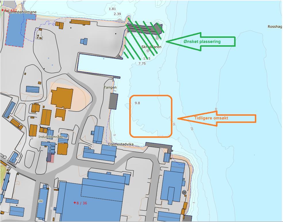 regulert til industriområde, er det påregnelig at tareskog i dette området vil gå tapt. Det fins rikelig tareskog i området som også vil bidra til gjenetablering om bunn og strømforholdene blir egnet.