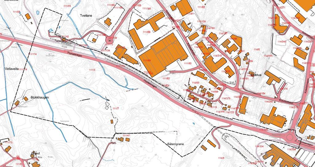 Foreløpig situasjonsplan med planavgrensning som stiplet linje. Kilde OPUS AS 4 B. Generell beskrivelse av planområdet. Liland var lenge en av kjøkkenhagene til Bergen by.