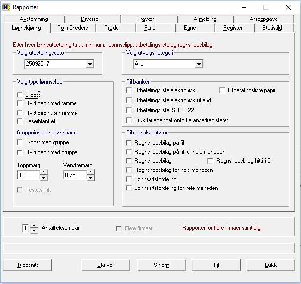 Sende lønnsslipper via Outlook Gå inn på Rapporter og hak av