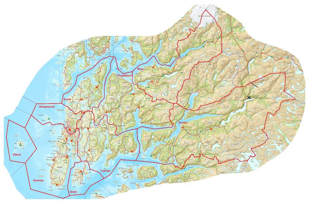 2. BESKRIVELSE AV ANALYSEOBJEKTET 2.1 KOMMUNER Kommunene Bokn, Etne, Haugesund, Karmøy, Suldal, Tysvær, Utsira, Vindafjord kommuner er foreslått å utgjøre én ny brannregion med ett felles brannvesen.