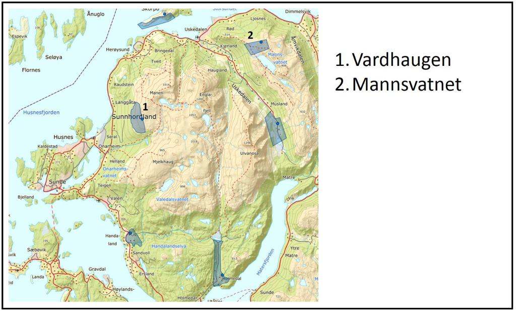 Landskap. Det er relevant å sjå området «Mannsvatnet» i samband med Uskedalen og kringliggjande landskapstypar.