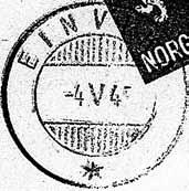 11.1951 EINVIKA Innsendt Registrert brukt fra 22 XI 24 AA til 16 I 51 VG Registrert brukt fra 16-12-51 VG til 14-1-70 VG Stempel