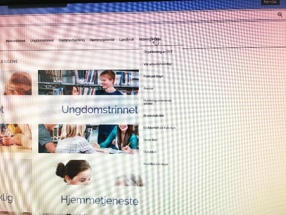 Ved å holde piltasten over «videregående» i menyen øverst til høyre, får du en oversikt over hva dette opplegget inneholder og kan