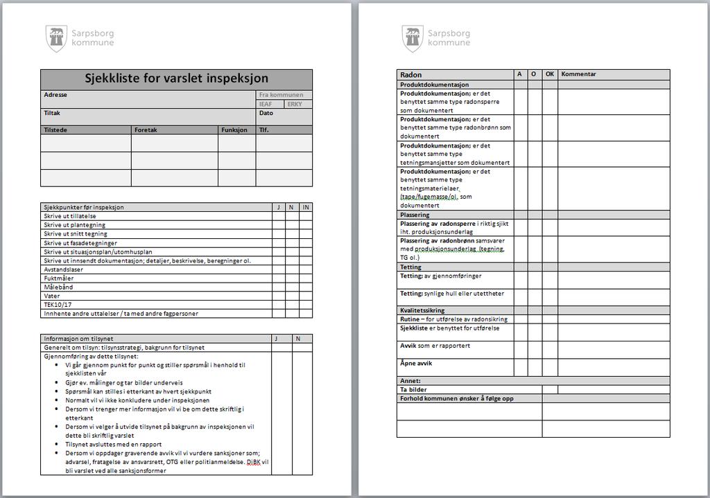 Sjekkliste for