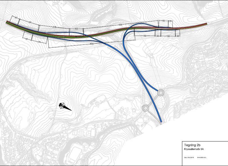 3.1.2 Alternativ 2 Rv. 7 gjennomgående a Figur 4: Tegning 2b. Kryss på Ve med rv.