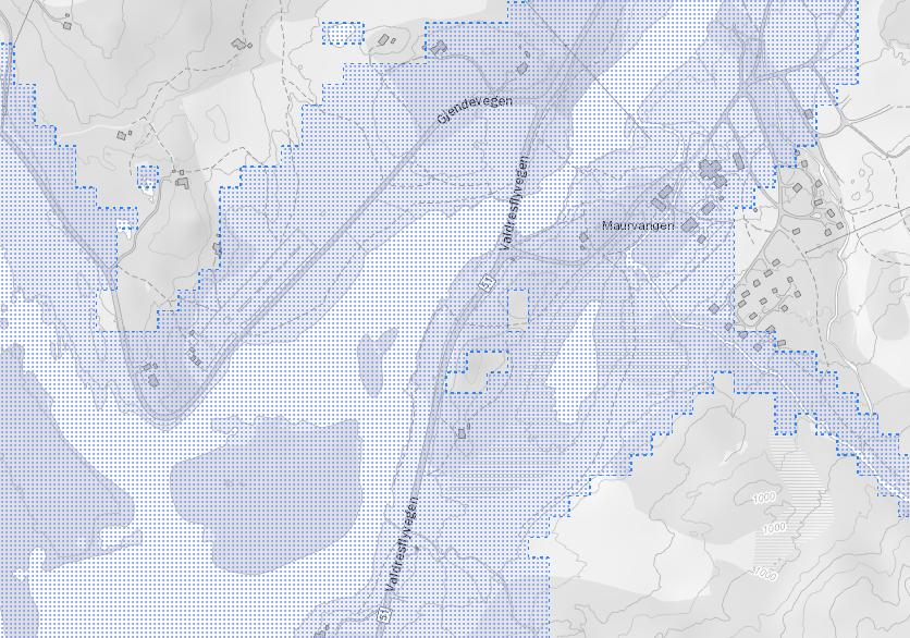 Nordplan side 5 av 6 Figur. Utsnitt frå aktsemdskart for flaum (NVE). Sløkkjevasskapasitet: Fylkesvegen gir god tilkomst til planområdet for sløkkjearbeid.