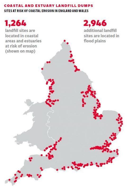 Deponi sårbarheit for klimaendringar England: Kartlegging av deponier som ligg i områder som er utsatt for erosjon Korleis er dette