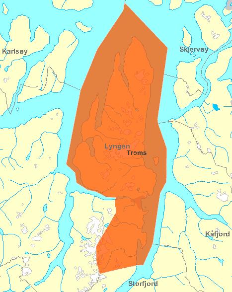 F. KART OVER LYNGEN KOMMUNE Lokal