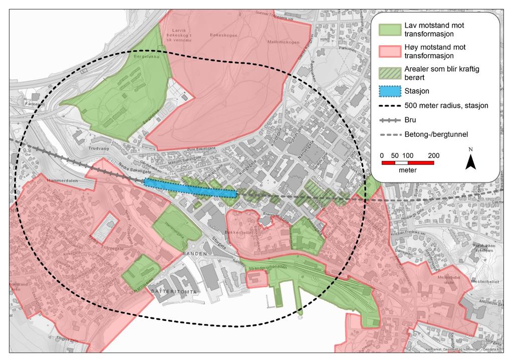 5.7.3 Utviklingsmuligheter i knutepunktet SSBs befolkningsframskrivinger for Larvik kommune gir en økning på drøyt 4 300 personer fram mot 2032 og ytterligere 1 800 fram mot 2040.