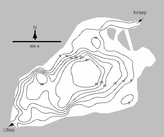 På bakgrunn av opplodding 3. mai 2001 ble det laget dybdekart over Flakksvatn. Kartet ble laget ved å kjøre med jevn fart med båt langs diverse profiler og og registrere dybdene med ekkolodd, Figur 3.