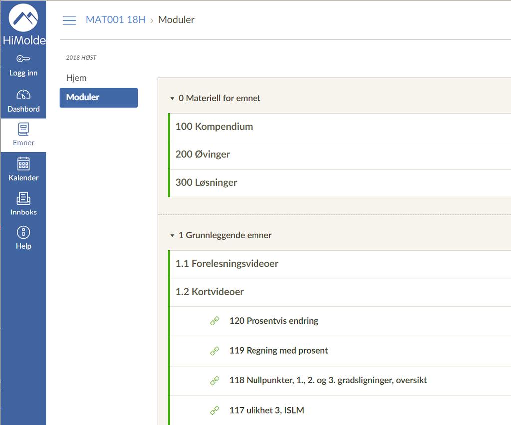 Gå på «Moduler» Kompendium Oppgaver (øvinger) Løsninger