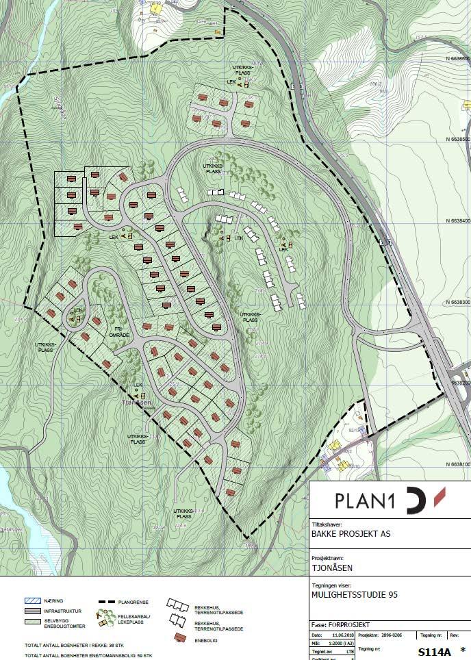 11. Skisse av forslag til utbygging med 95 boenheter.