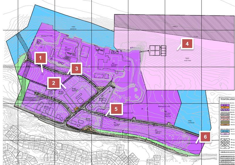 Forslag til endret plan: Endringsliste i kart: Nr. Beskrivelse: Hvorfor? 1 Angitt nedre kotehøyde for bebyggelse tilsvarende 3,5 m.