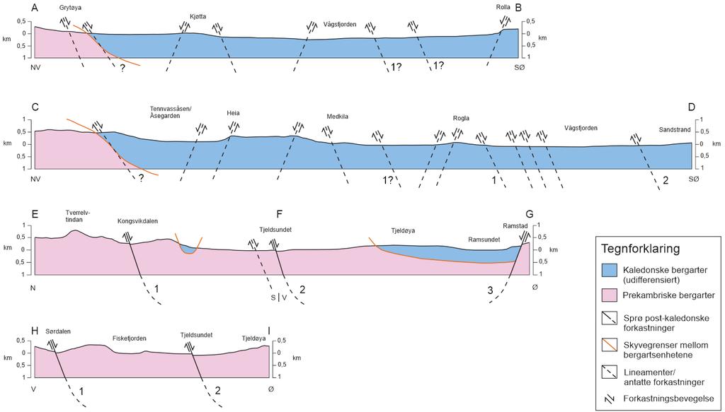 Figur 51: Geologiske profiler for studieområdet.
