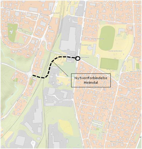 Lokale veger og gatebrukstiltak Johan Tillers vei (del 1) Tiltaksbeskrivelse Kart Ny trasé fra Heimdalsvegen til Industriveien, inkludert ny rundkjøring i Industriveien.