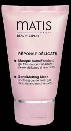 RÉPONSE DÉLICATE SENSIMELTING MASK 1. juni KONSEPT: Gelémaske for ansikt for en sensitiv og irritert hud. Som balsam for huden med svakt kjølende og umiddelbare beroligende effekter.