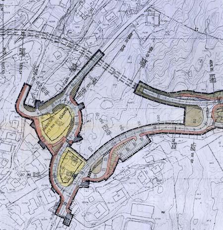 Utsnitt av foreliggende planforslag Utsnitt av gjeldende reguleringsplan for ny Sædalsveg Både gjeldende reguleringsplaner og foreliggende planforslag har til felles at