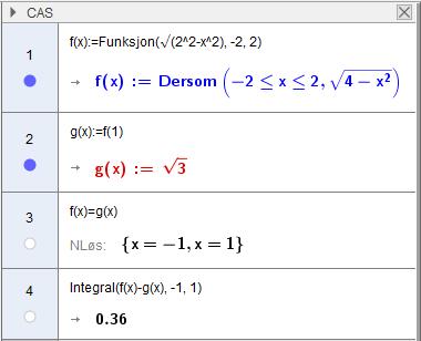 Oppgave 4 (8 poeng) Funksjonen f er gitt ved f x x, x, a) Bruk graftegner til å tegne grafen til f. g x f 1 i samme koordinatsystem som grafen til f.