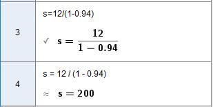 Summen av alle lengdene målt i cm som stolpen blir sått ned i jorda, utgjør en konvergent geometrisk rekke med a1 1 og k 0,94 De må slå minst