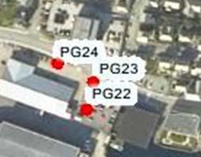 Undersøkelsen inkluderte boring av brønner på eiendommene 401 og 403, plassert som vist på flyfoto i Figur 5.