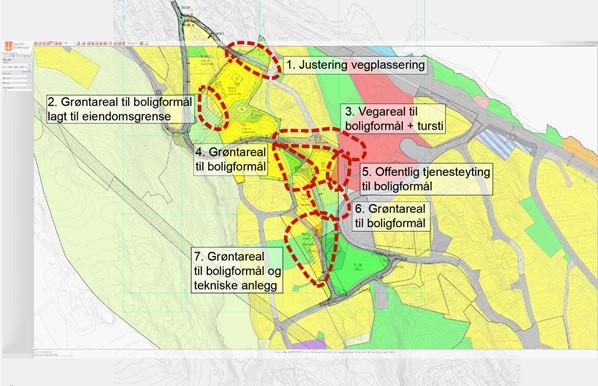 Virkninger av planforslaget og vurdering av samsvar/avvik fra kommuneplanen Planforslaget har mindre avvik fra kommuneplanen (som vist nedenfor), men disse vurderes å være justeringer til det bedre.