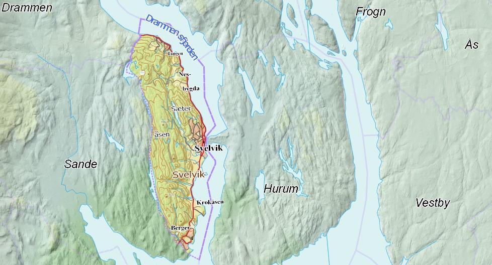 Planområdet, arealtatus og eierforhold Planområdet ligger i Tangen-området nord i Svelvik kommune og nær grensen til Drammen. Bilde nr.