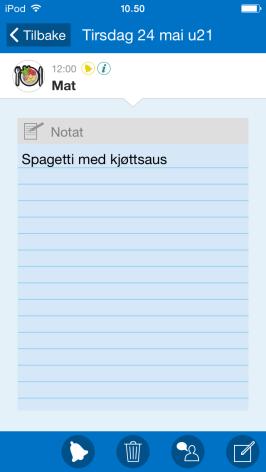 5.2.1 Koblet notat, talemelding, timer Notat Talemelding Timer Notatet kan leses opp via Talestøtte-knappen.