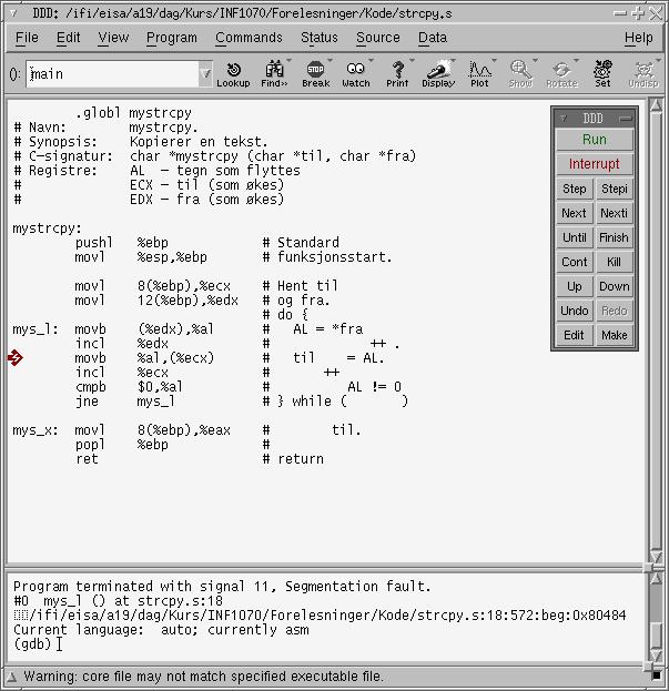 Programmet ddd Sjekke programdumpen I File-menyen